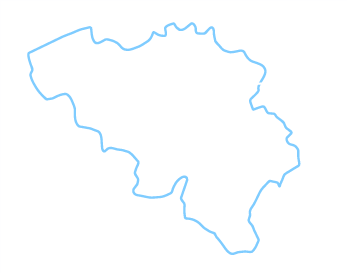 Outline of Belgium's border with a line indication MV Parts' location inside the country